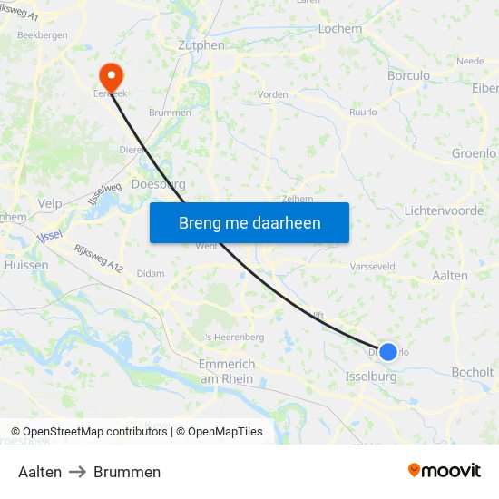 Aalten to Brummen map