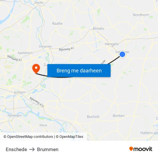 Enschede to Brummen map
