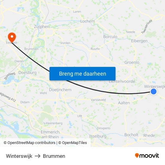 Winterswijk to Brummen map