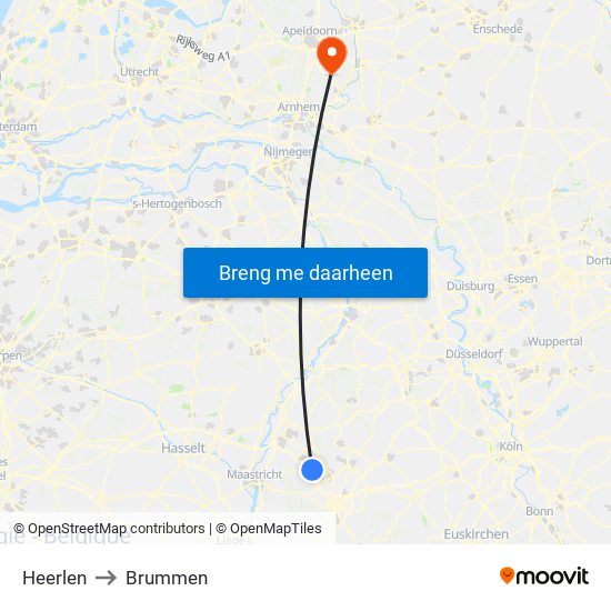 Heerlen to Brummen map