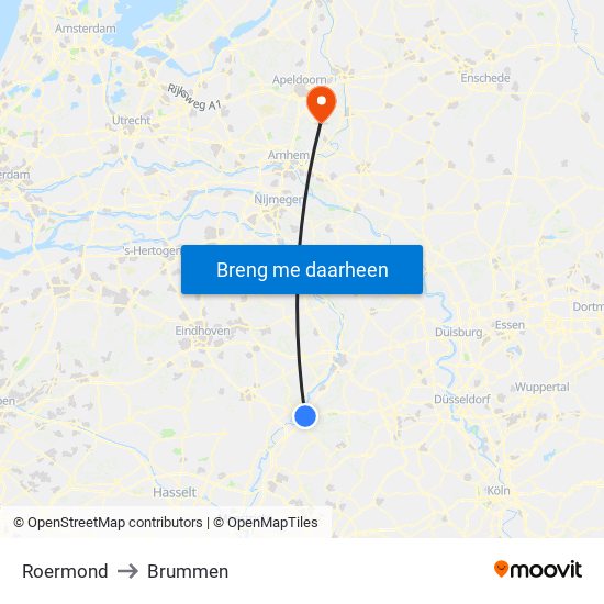 Roermond to Brummen map