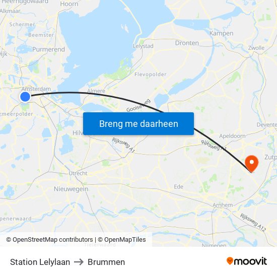 Station Lelylaan to Brummen map