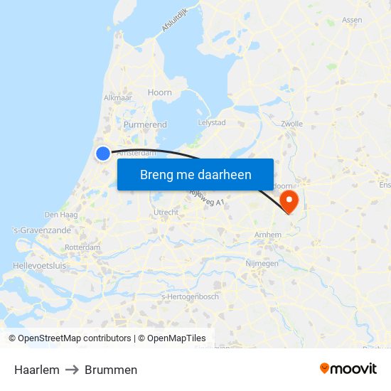 Haarlem to Brummen map