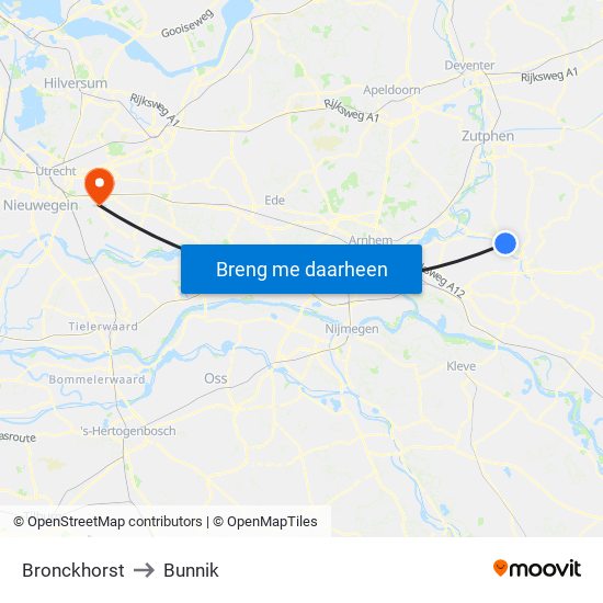 Bronckhorst to Bunnik map
