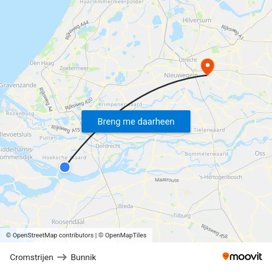 Cromstrijen to Bunnik map