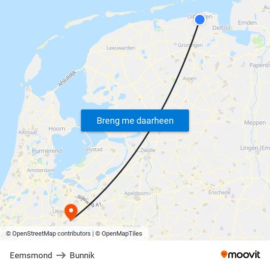 Eemsmond to Bunnik map