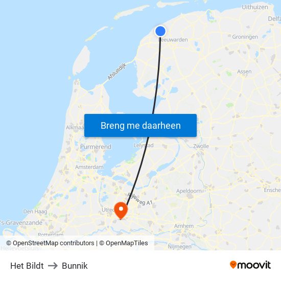 Het Bildt to Bunnik map