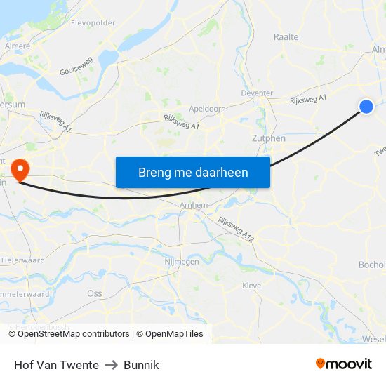 Hof Van Twente to Bunnik map