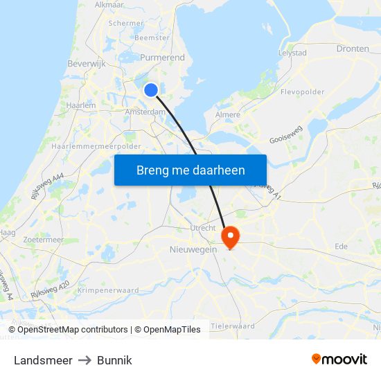 Landsmeer to Bunnik map