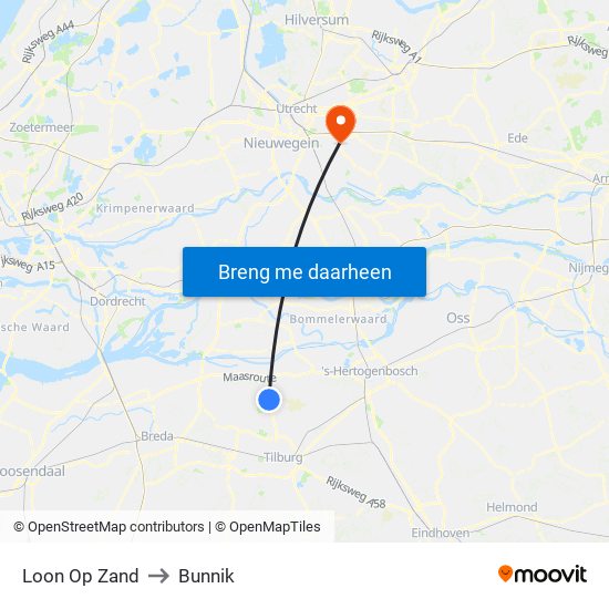 Loon Op Zand to Bunnik map