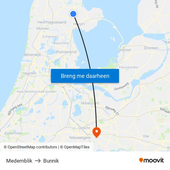 Medemblik to Bunnik map