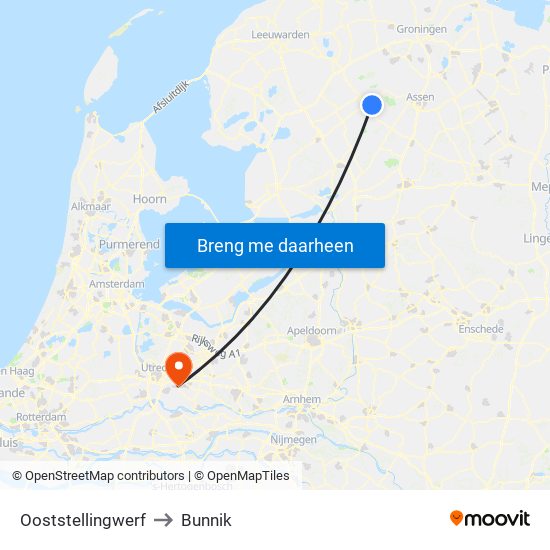 Ooststellingwerf to Bunnik map