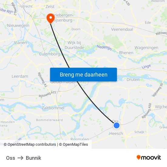 Oss to Bunnik map