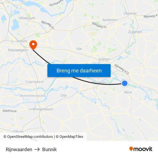 Rijnwaarden to Bunnik map