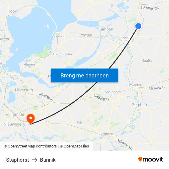 Staphorst to Bunnik map