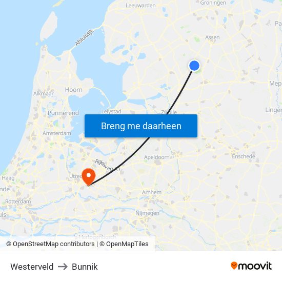 Westerveld to Bunnik map