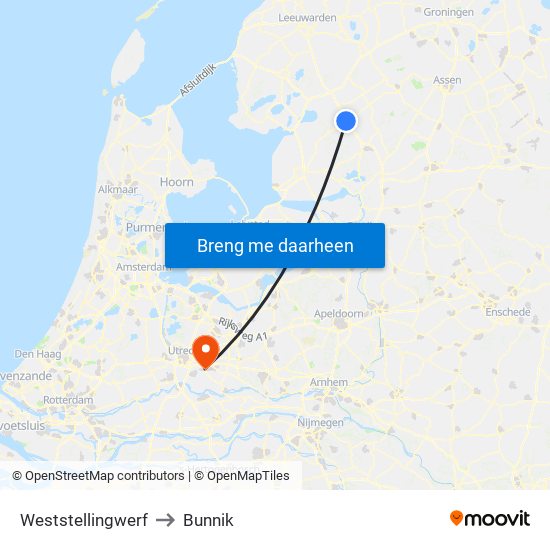 Weststellingwerf to Bunnik map