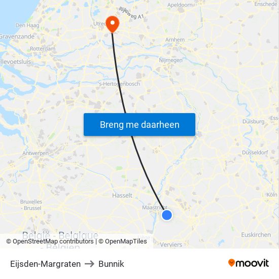 Eijsden-Margraten to Bunnik map