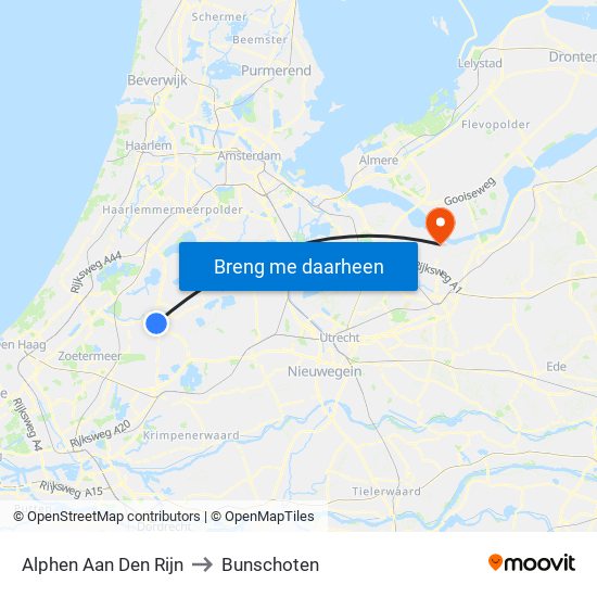 Alphen Aan Den Rijn to Bunschoten map