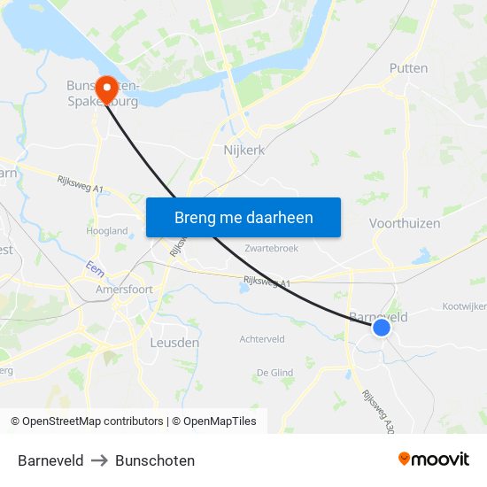 Barneveld to Bunschoten map