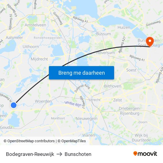 Bodegraven-Reeuwijk to Bunschoten map