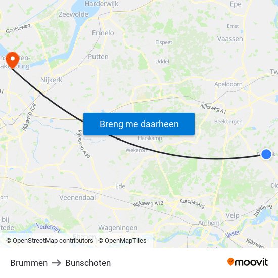 Brummen to Bunschoten map