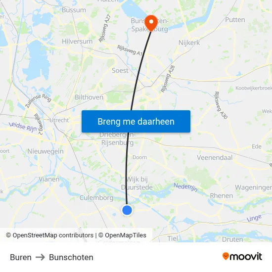 Buren to Bunschoten map
