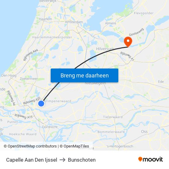 Capelle Aan Den Ijssel to Bunschoten map