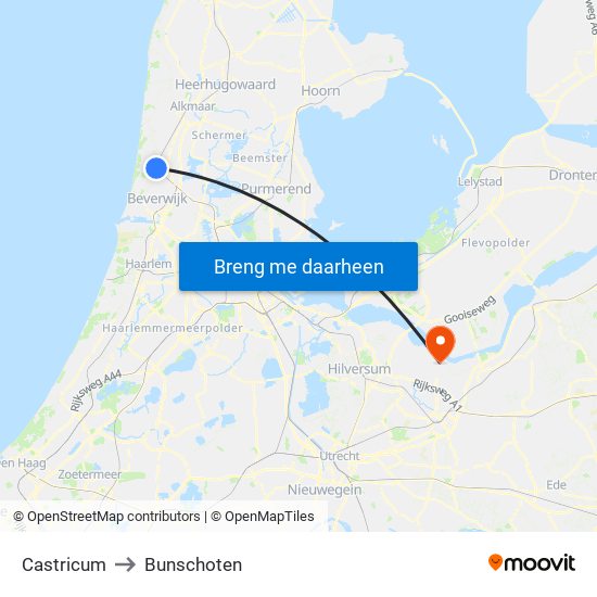 Castricum to Bunschoten map