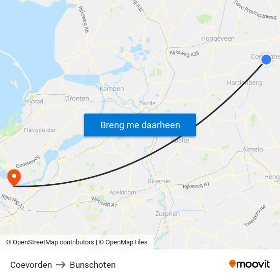 Coevorden to Bunschoten map