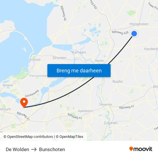 De Wolden to Bunschoten map