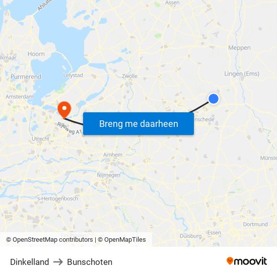 Dinkelland to Bunschoten map