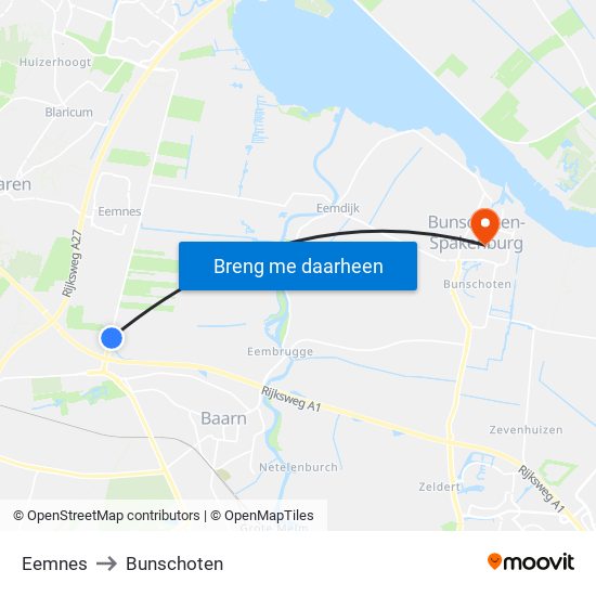 Eemnes to Bunschoten map