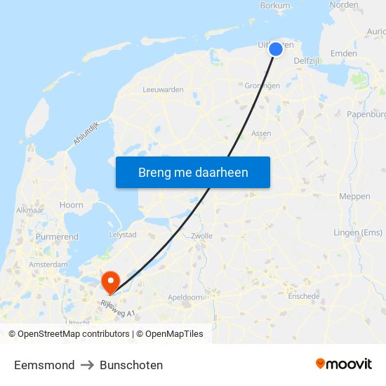 Eemsmond to Bunschoten map