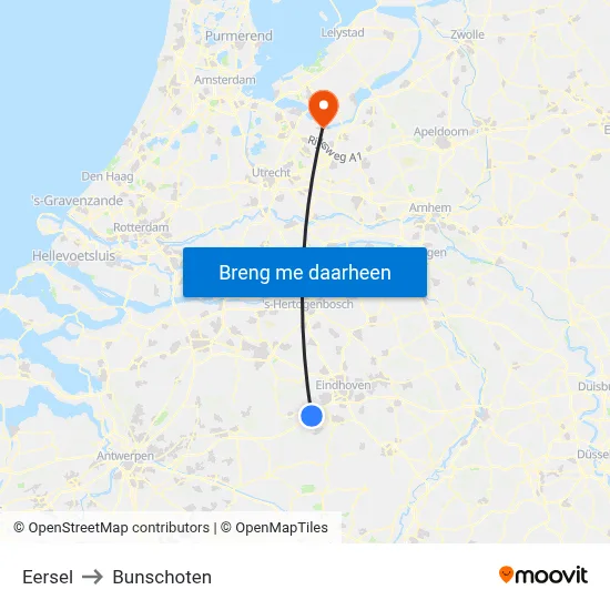 Eersel to Bunschoten map