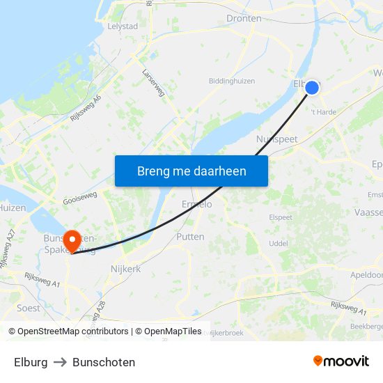 Elburg to Bunschoten map