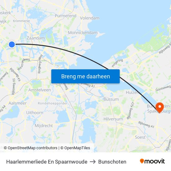 Haarlemmerliede En Spaarnwoude to Bunschoten map