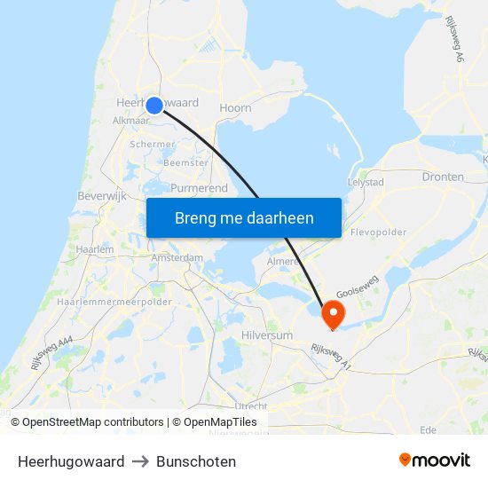 Heerhugowaard to Bunschoten map