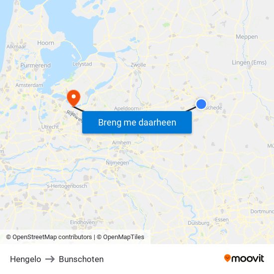 Hengelo to Bunschoten map