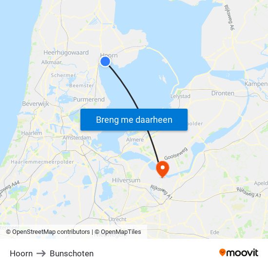 Hoorn to Bunschoten map