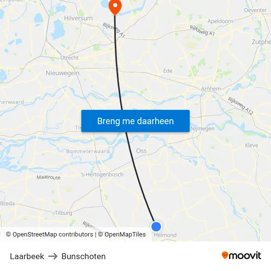 Laarbeek to Bunschoten map