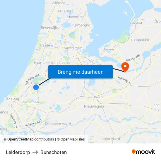 Leiderdorp to Bunschoten map