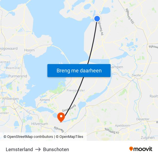 Lemsterland to Bunschoten map