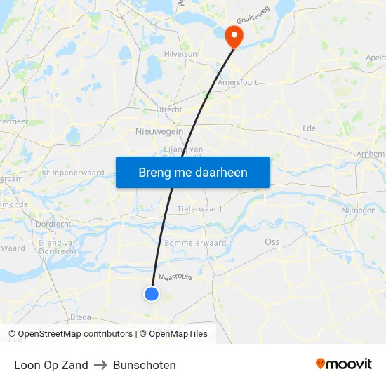 Loon Op Zand to Bunschoten map