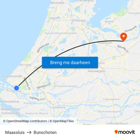 Maassluis to Bunschoten map