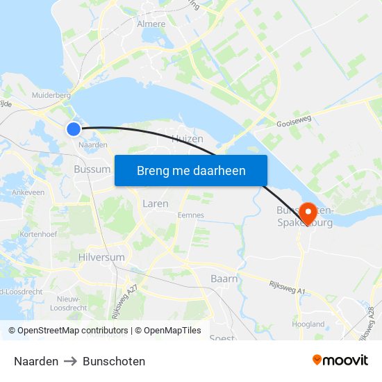 Naarden to Bunschoten map