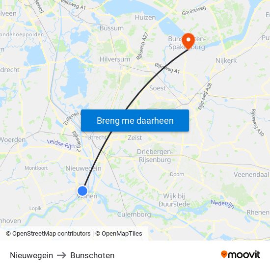 Nieuwegein to Bunschoten map