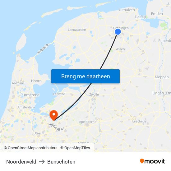 Noordenveld to Bunschoten map
