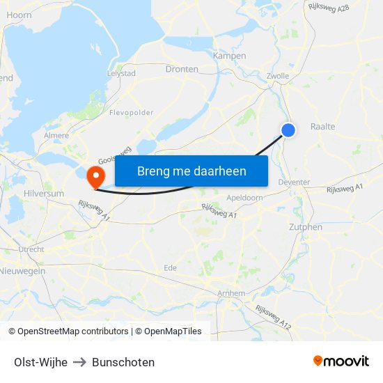 Olst-Wijhe to Bunschoten map