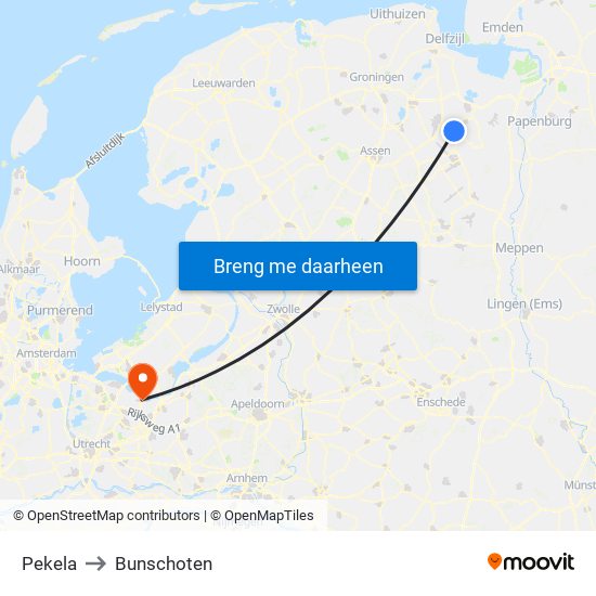 Pekela to Bunschoten map
